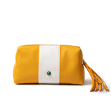 Madame Malachite Leather Inspired by the striped beaches of Biarritz, perfect companion for this summer to carry your daily necessities  Size : 23 x 10 x 11 cm / 9 x 4 x 4,3 inches  Leather : Floater