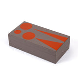 Leather marquetry box.  A chic box for keepsakes or possibly for remote controls on a coffee table.