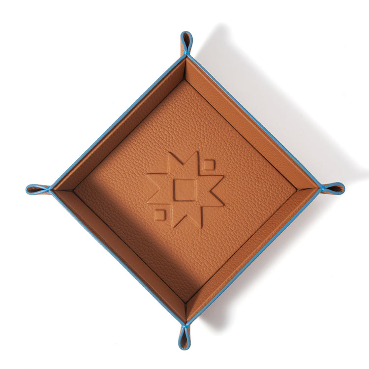 "Sunny" Embossed  Leather Catchall Tray – Riviera Edition