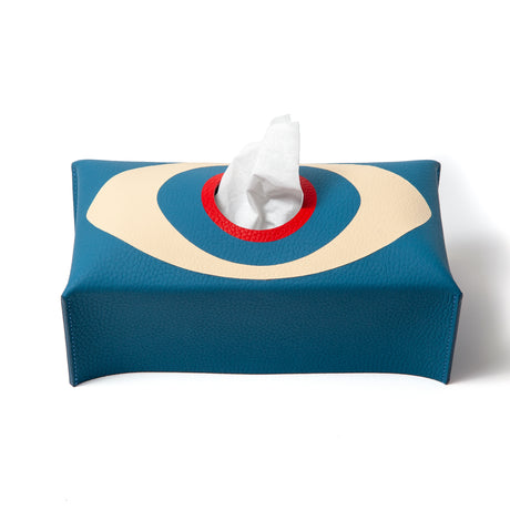 Madame Malachite Leather Wipe those tears away!  Tissue box in marquetry, lined inside with our signature malachite fabric.  100% Leather