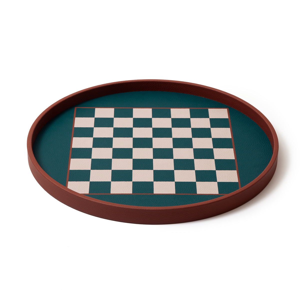 Chess in a tray. Madame's newest and most playful tray in season's colors.