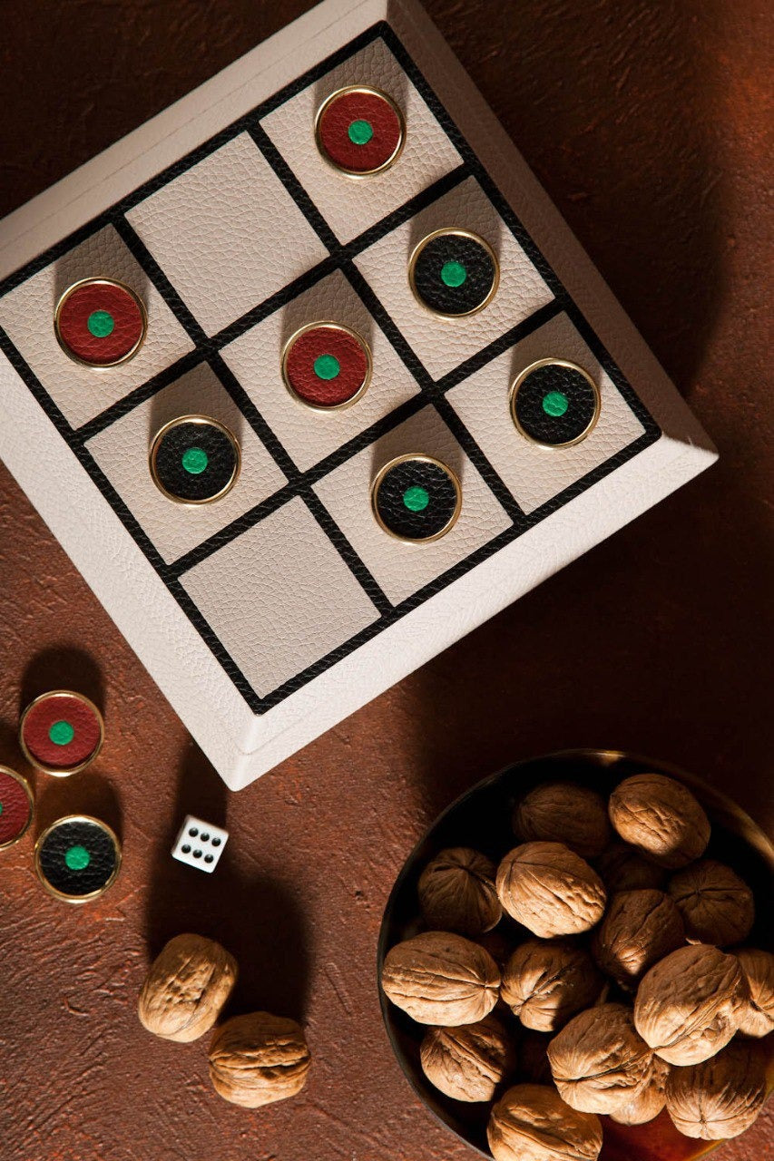 Madame Malachite Tic Tac Toe Game Box Love is a constant game of tic-tac-toe... Handcrafted with leather marquetry to the smallest detail.
