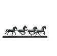 Four galloping horses white matte porcelain sculpture held together by a transparent methacrylate base on a dark brown wooden stand.  Weight 2.2 kg  Finished Matte  Dimensions Height (cm): 23 Width (cm): 81 Length (cm): 12  Sculptor Alfredo Llorens