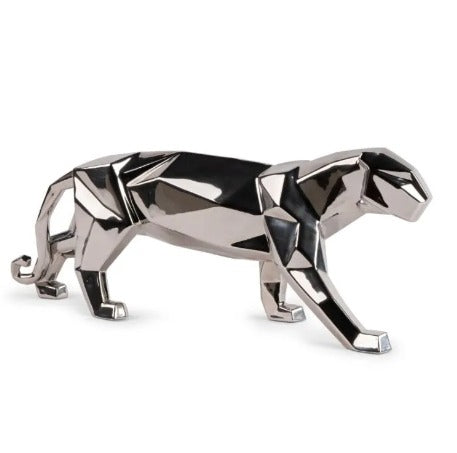 Lladro Panther (silver) Porcelain sculpture depicting a panther from the Origami collection, with its signature geometric design. Sculptor: Marco Antonio Noguerón Finish: Gloss and metallic luster