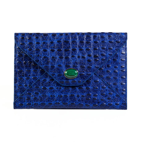 Envelopes of Madame Malachite sealed with her kiss, with our signature green malachite inner lining. Carry the magic of malachite everywhere you go.  %100 Embossed Leather   Jeweled with natural malachite stone, 24K gold plated