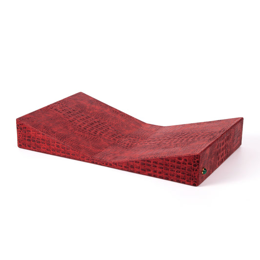 Larger size of our bestselling Bibliotheque bookstand, perfect to display your larger books.  This is the perfect decoration and touch of style for your coffee table.   100% Leather (Embossed Croco)  Jeweled with natural malachite stone, 24K Gold plated accessory
