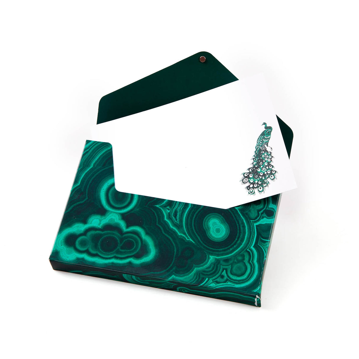 Madame Malachite Express yourself in the highest vibration.  Box of 8 Notecards, in a malachite print envelope box.